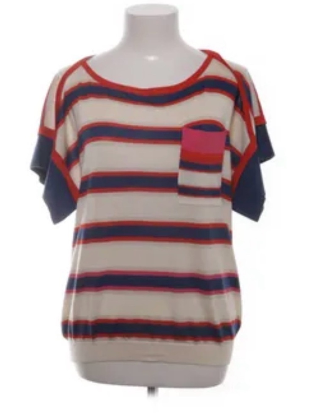 Marc Jacobs Girls' Striped Short Sleeve Tee - White, Navy & Pink